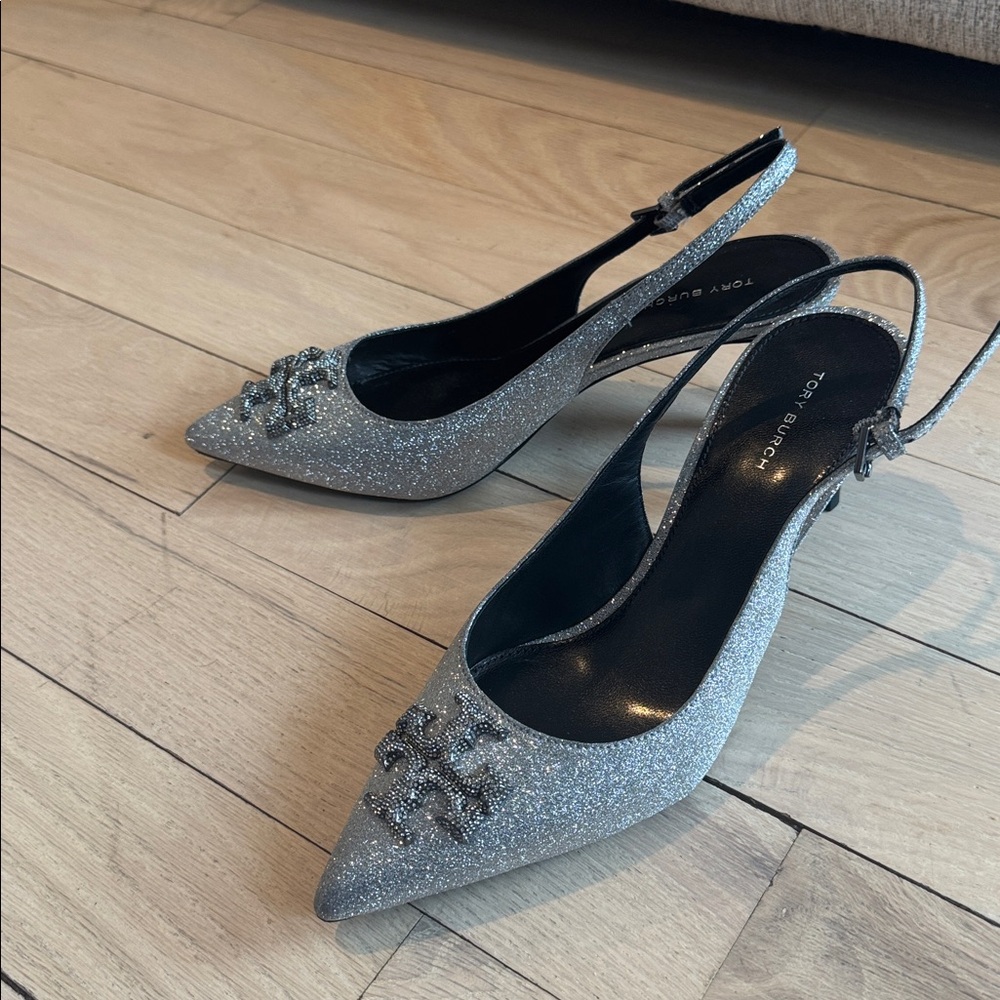 Tory Burch Silver Slingback Heels - Picture 10 of 10